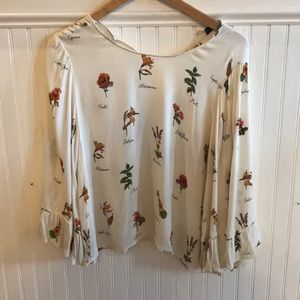 Zara Flower Bell Sleeve Blouse